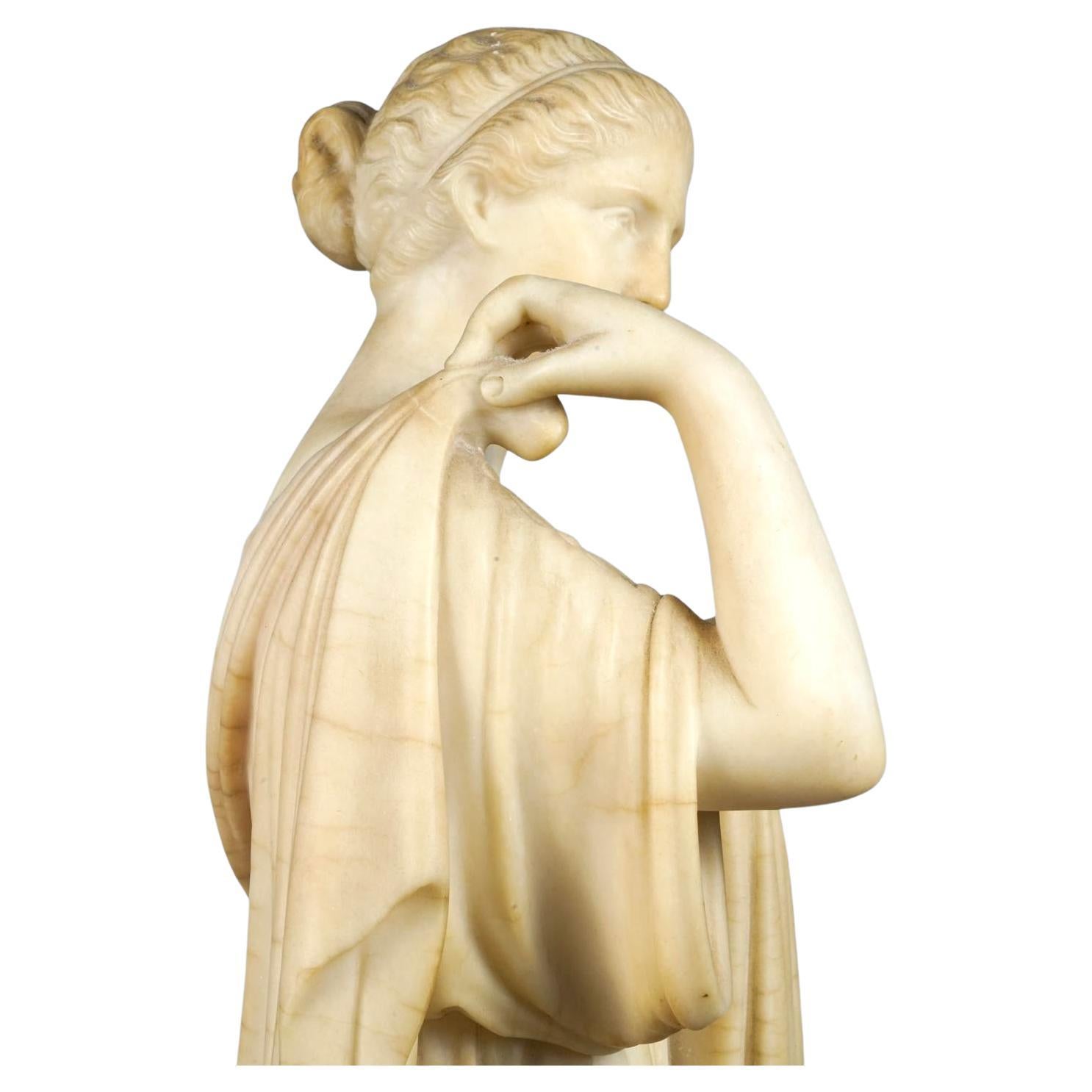 Italian European Classical Alabaster Figure of Diana For Sale