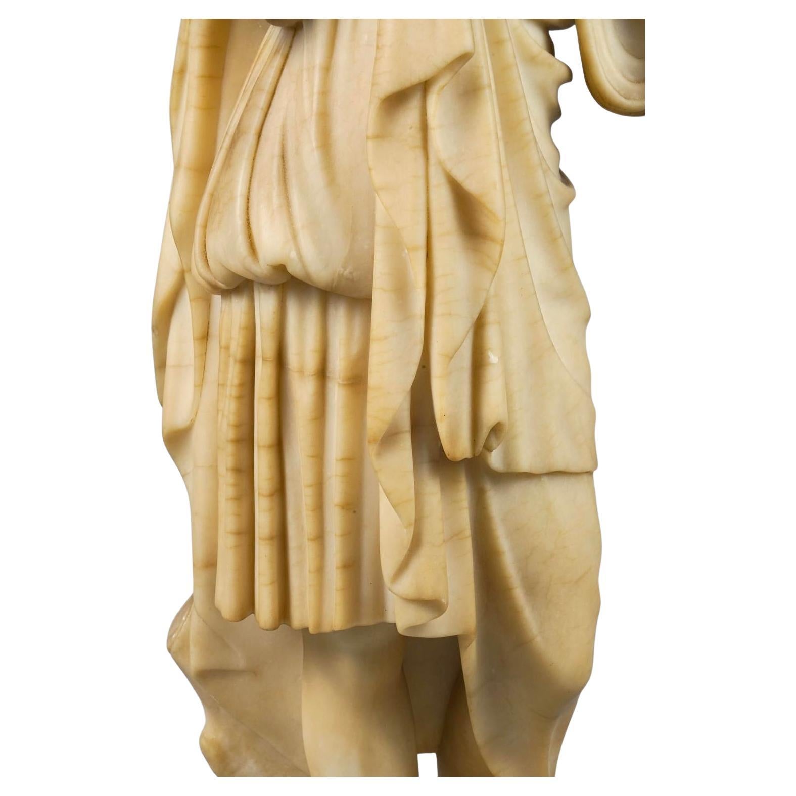 European Classical Alabaster Figure of Diana For Sale 1