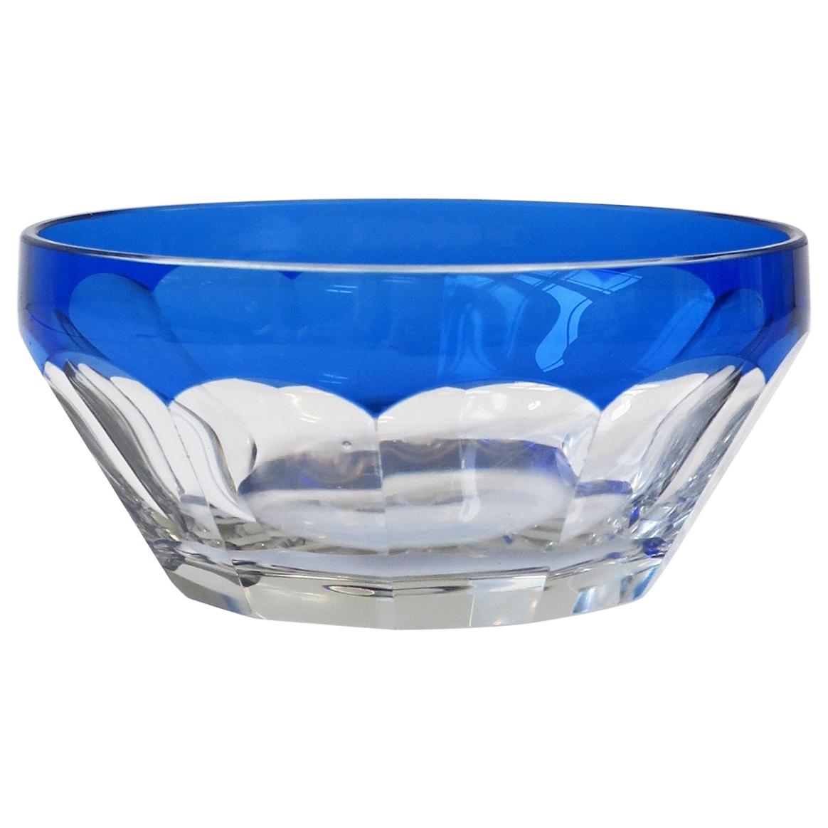 European Cobalt Blue and Clear Crystal Bowl
