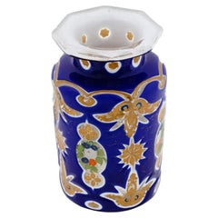 European Cobalt Blue Bohemian Glass Overlay Vase