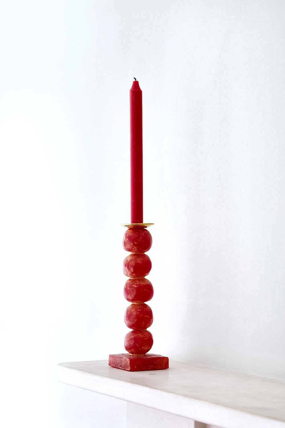 European Contemporary Red Sculptural Candlesticks by Margit Wittig For Sale 3