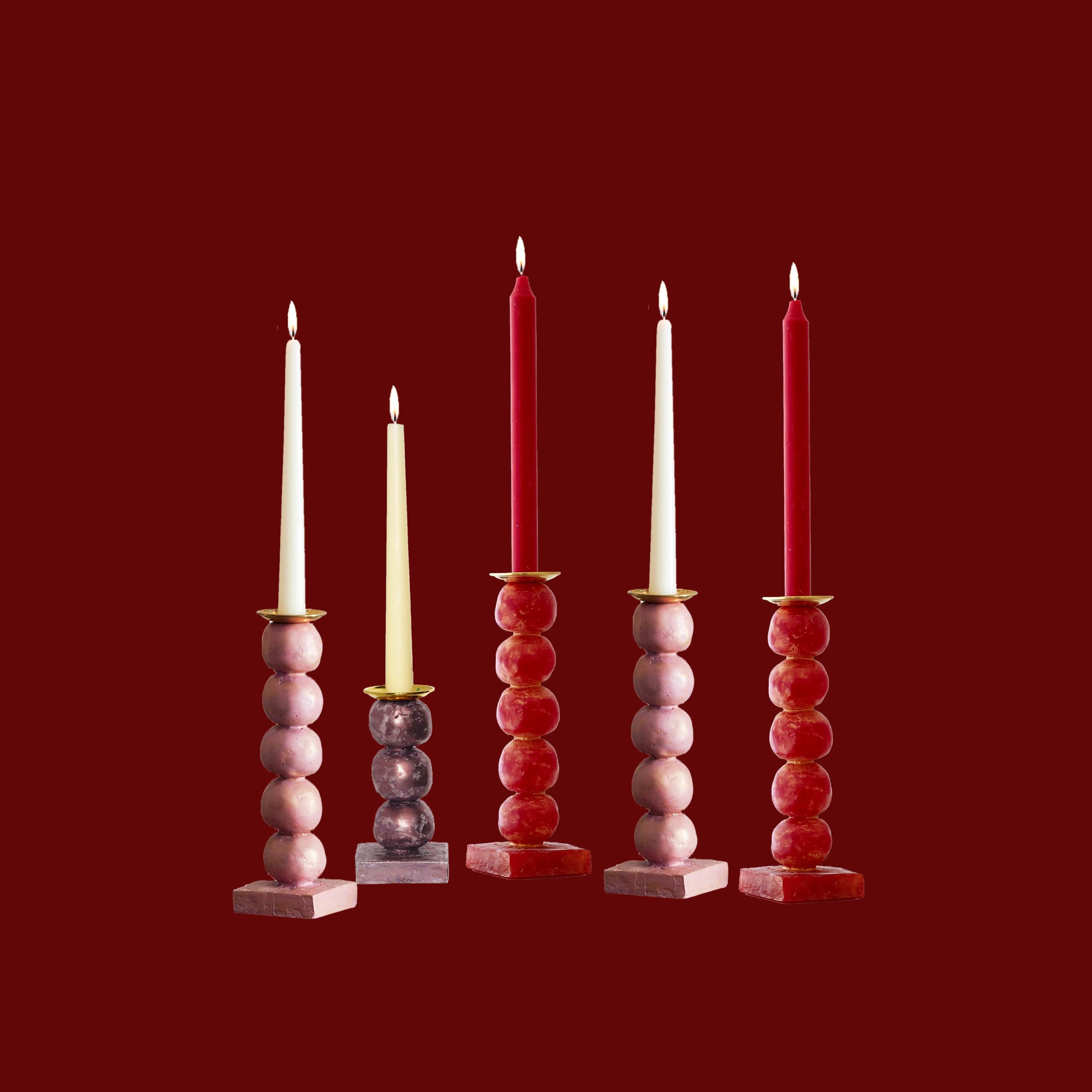European Contemporary Red Sculptural Candlesticks by Margit Wittig In New Condition For Sale In  London, GB
