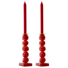 European Contemporary Red Sculptural Candlesticks by Margit Wittig