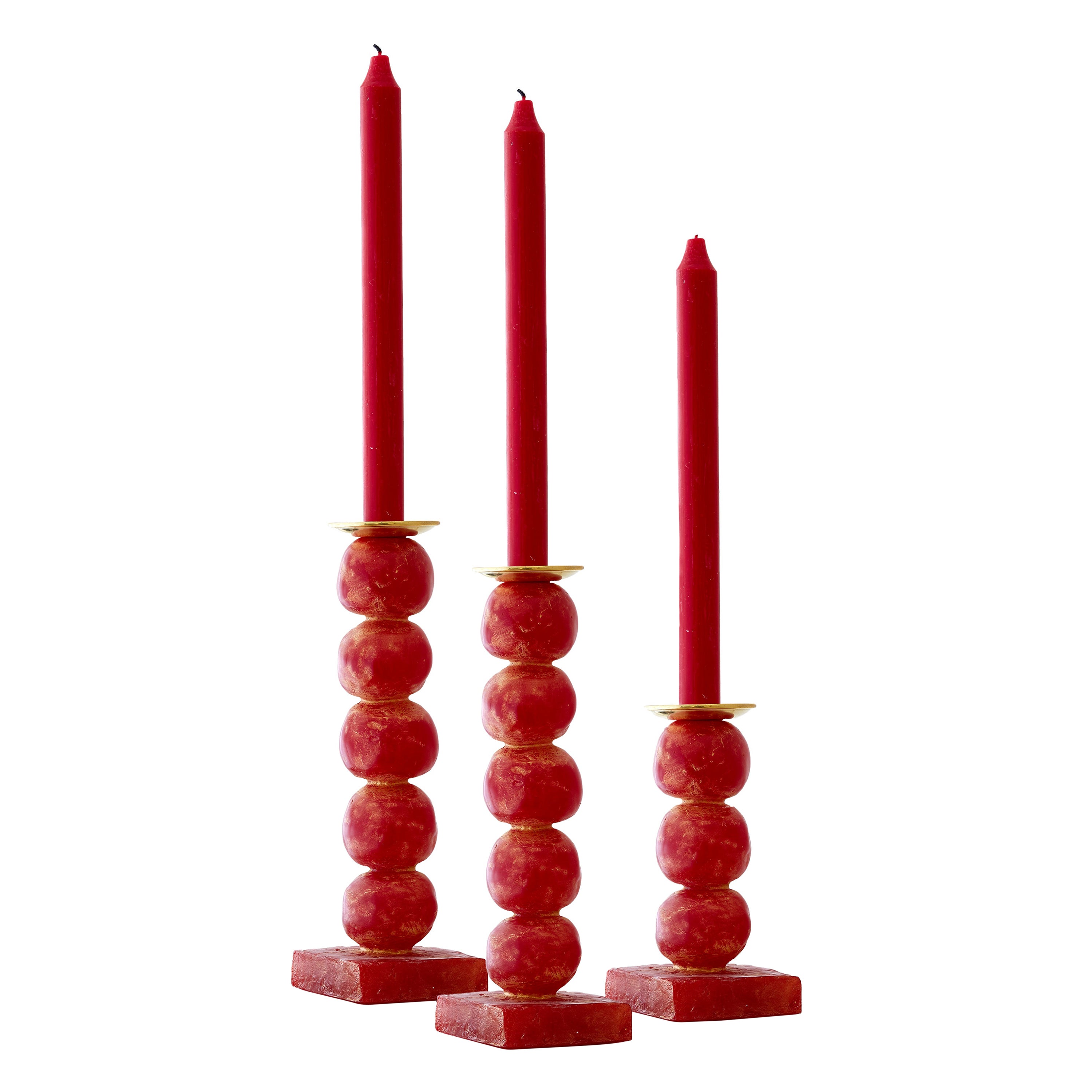 European Contemporary Red Sculptural Candlesticks by Margit Wittig