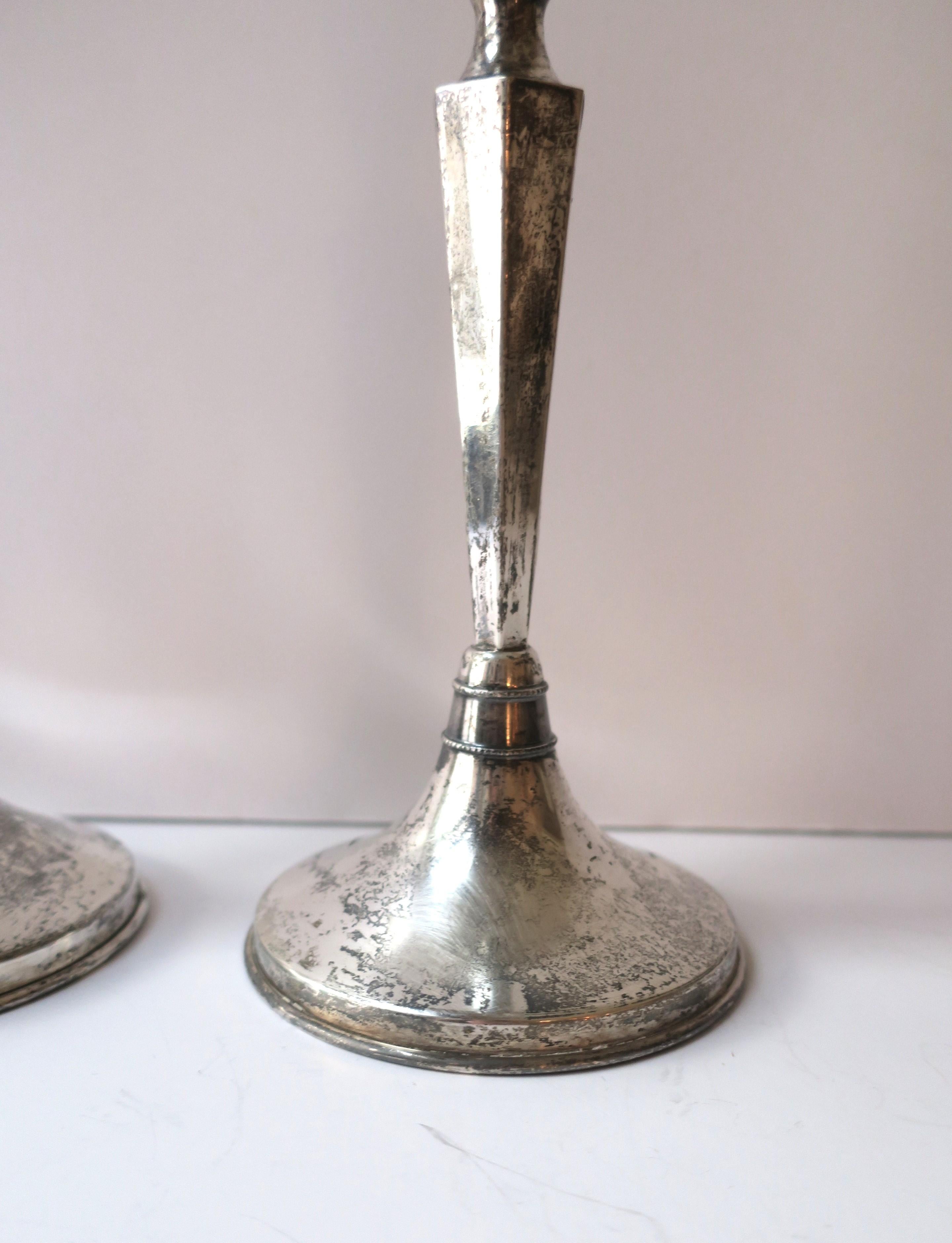 European Continental Silver Candlesticks Holders, Pair For Sale 6