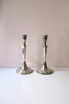 European Continental Silver Candlesticks Holders, Pair