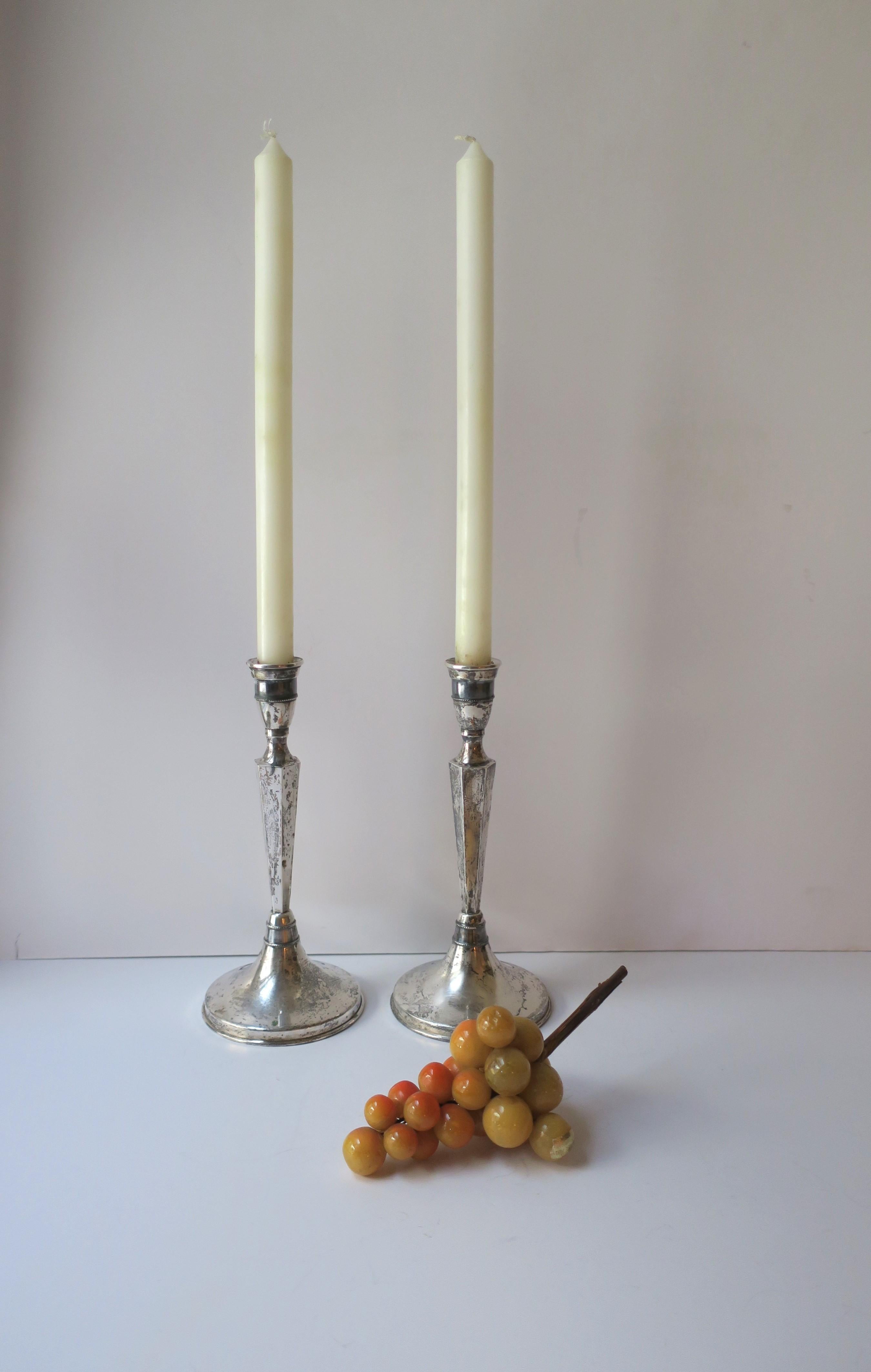 20th Century European Continental Silver Candlesticks Holders, Pair For Sale