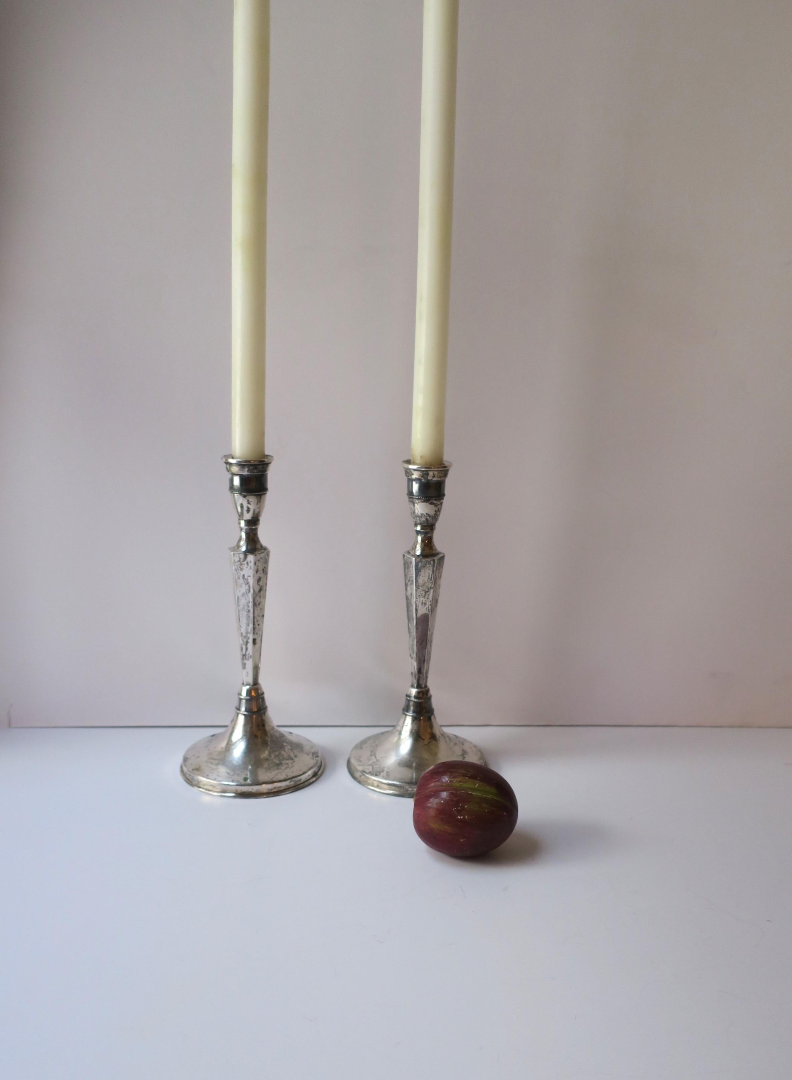 European Continental Silver Candlesticks Holders, Pair For Sale 1