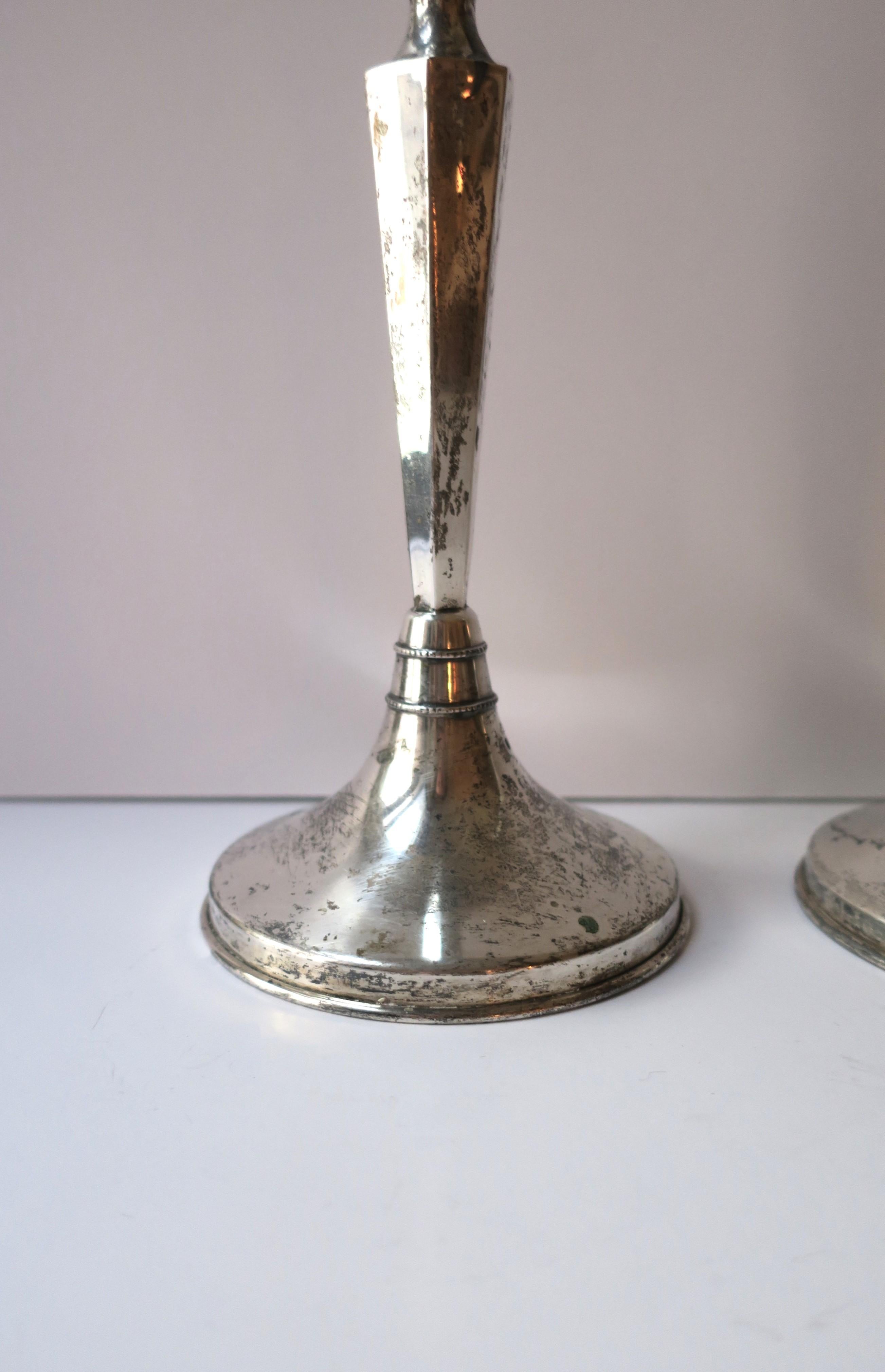 European Continental Silver Candlesticks Holders, Pair For Sale 5