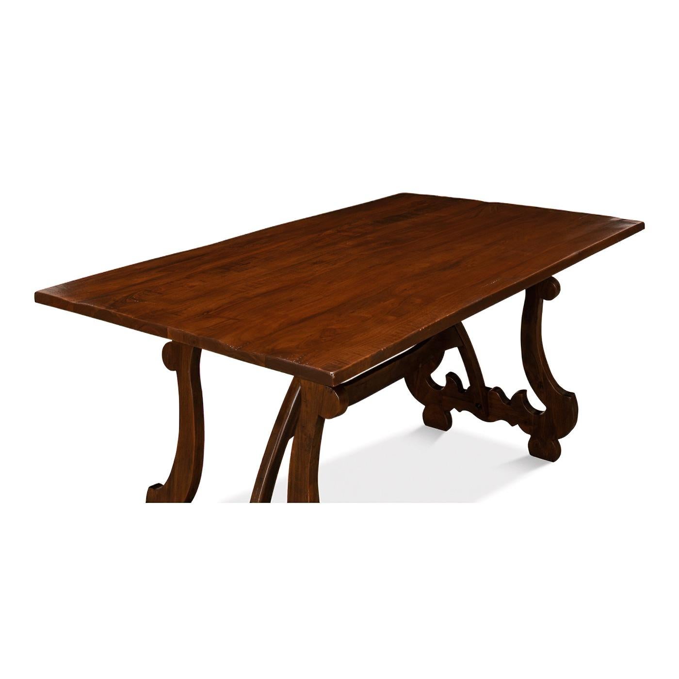 Wood European Country Style Dining Table For Sale