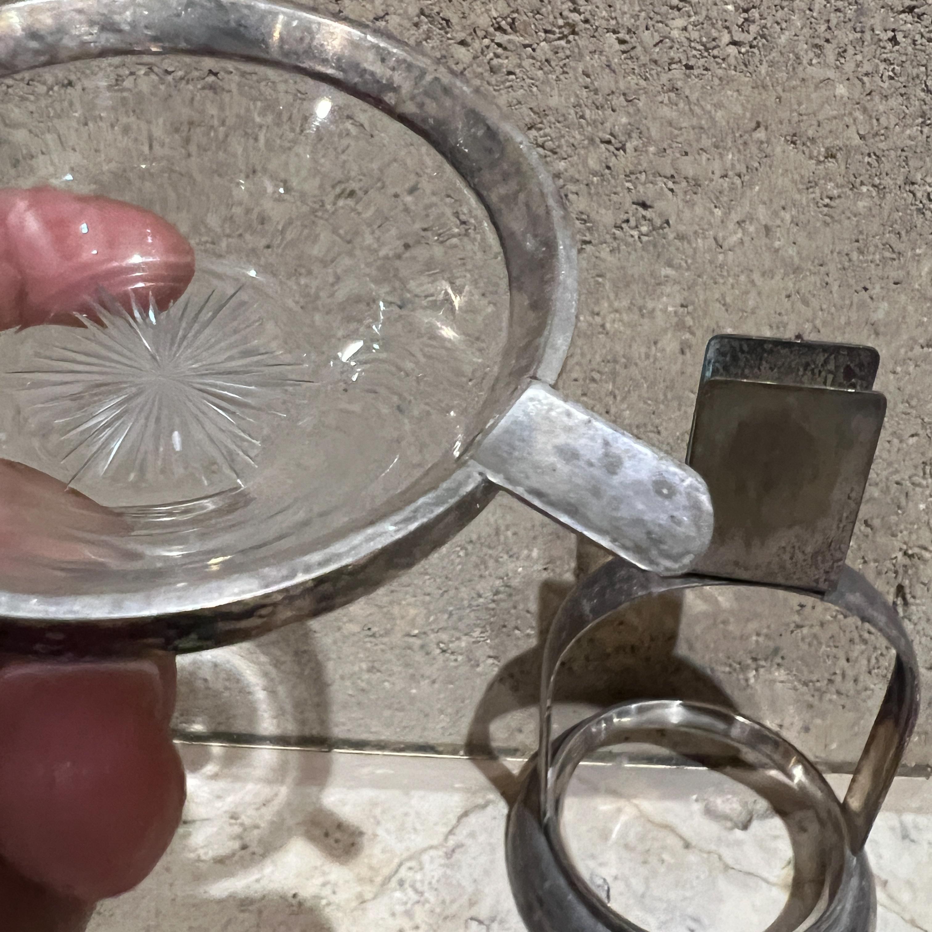 European Cut Crystal Silver Ashtray Stackable Set of 5 For Sale 6