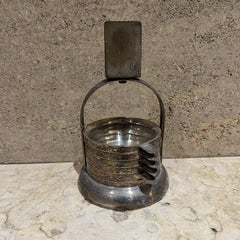 European Cut Crystal Silver Ashtray Stackable Set of 5