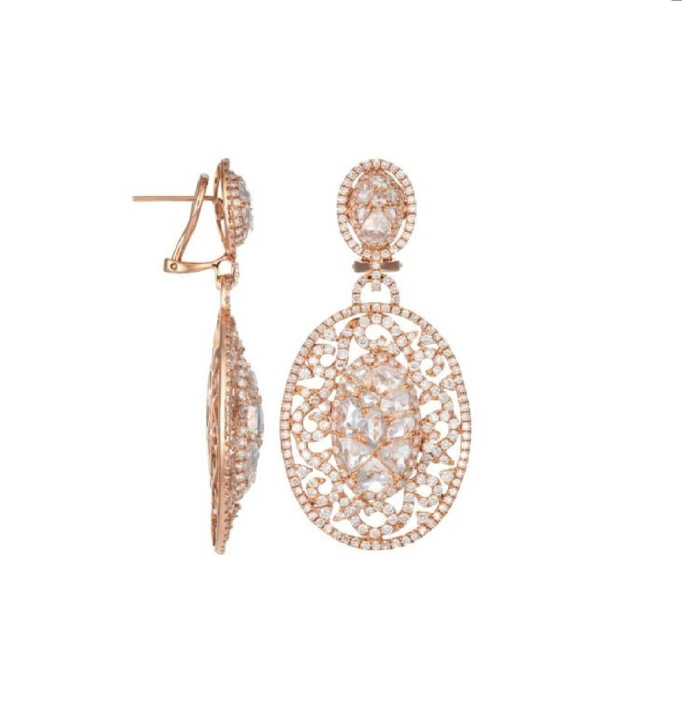 rose gold diamond dangle earrings