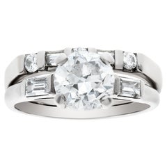 European-Cut Diamond Ring, 1.2 Cts Center Diamond 'J Color, I1 Clarity'