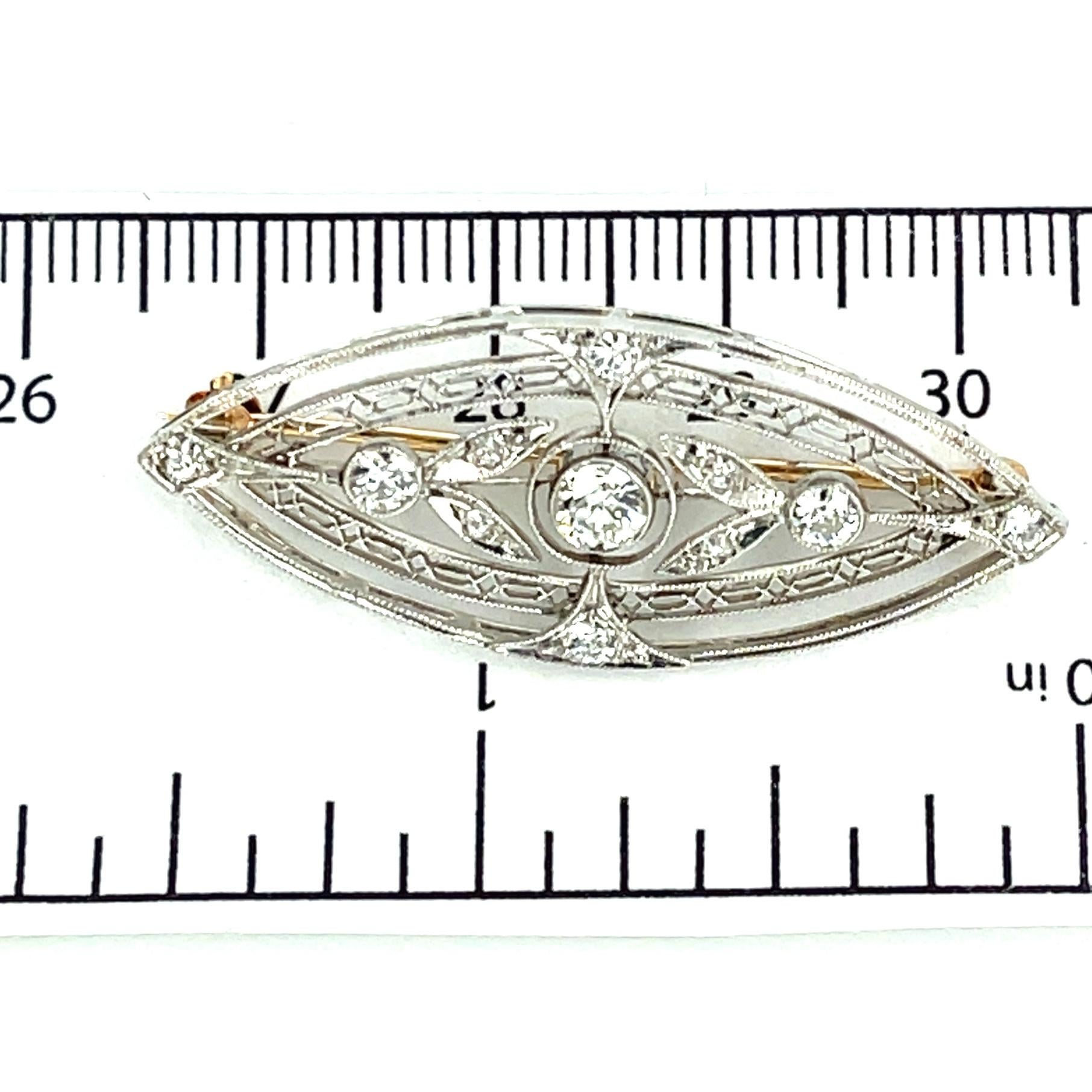 European Cut Round Diamond and Platinum Brooch In New Condition For Sale In Los Angeles, CA