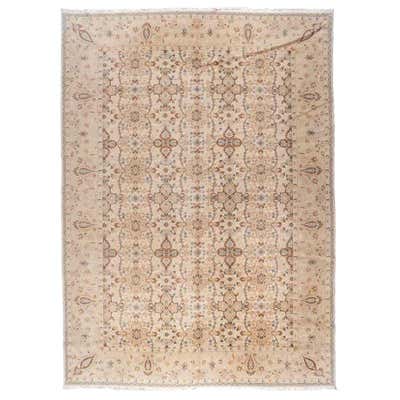 Gold and Beige Flowers and Diamonds Rug For Sale at 1stDibs