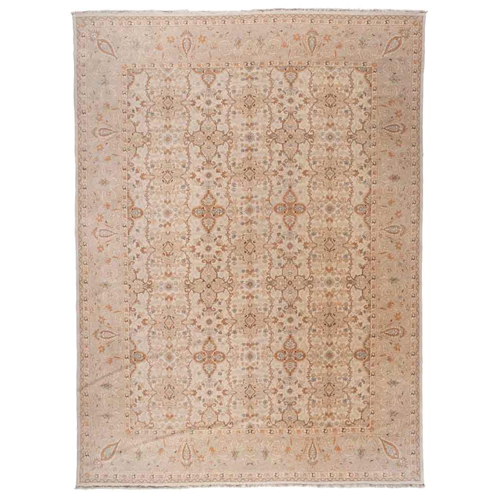European Design Ivory and Taupe Area Rug For Sale