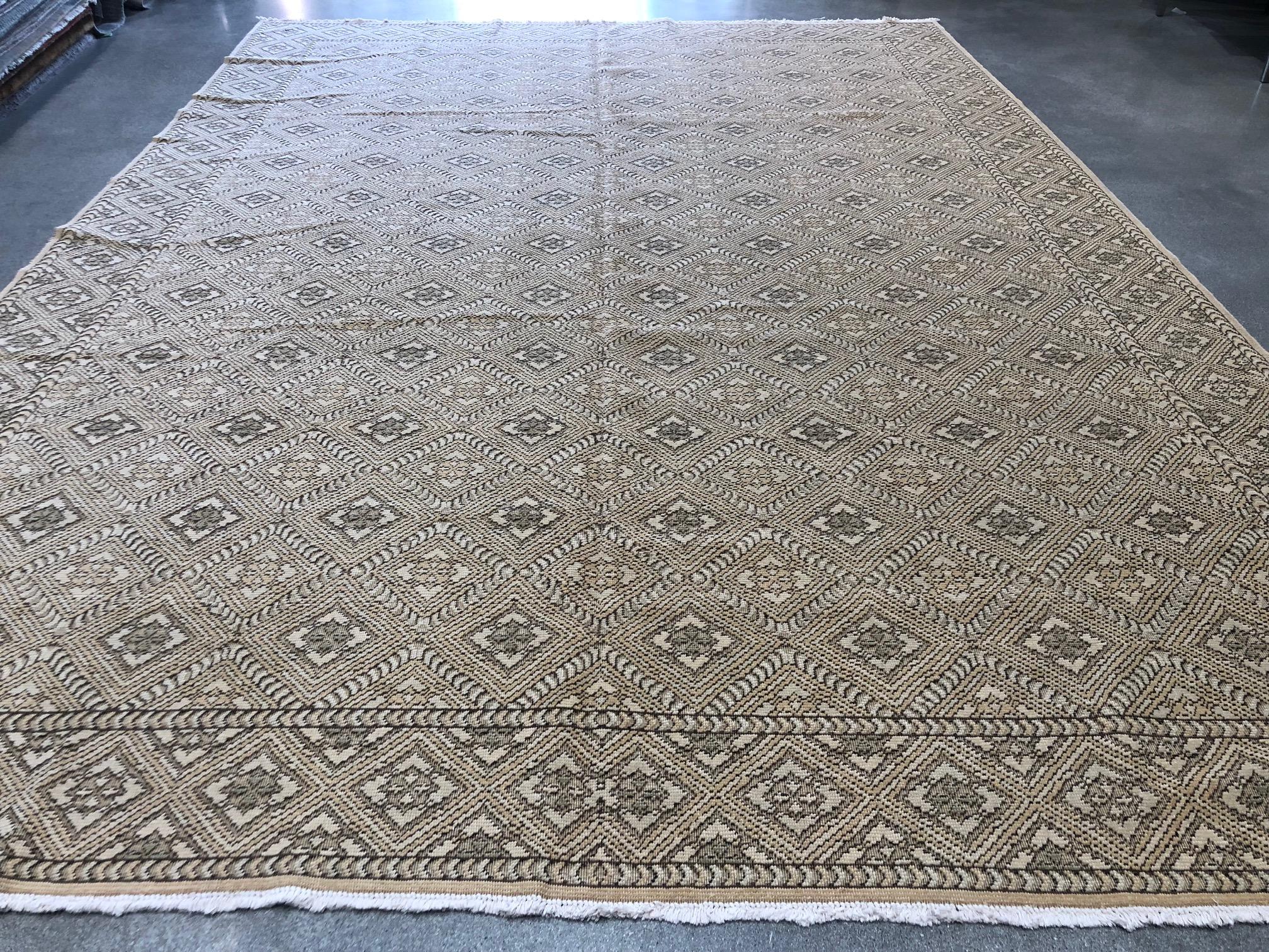 From the popular European Design collection comes an intriguing all-over geometric print rug in natural beige, cream, tan, green and gold. The traditional center panel and frame layout adds extra style that can bridge formal and informal settings.