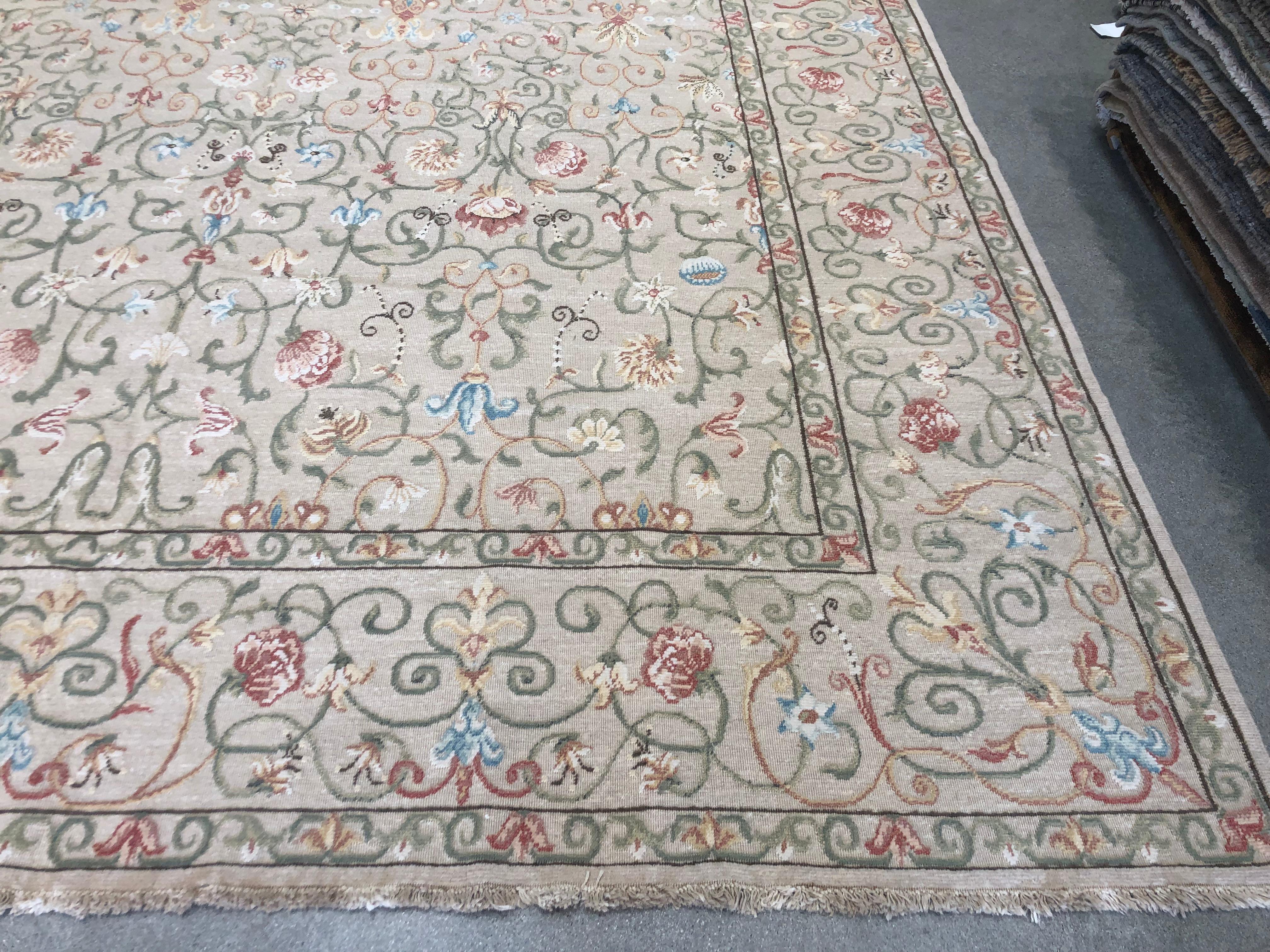 Romanian European Design Rug with Floral All-Over Design For Sale