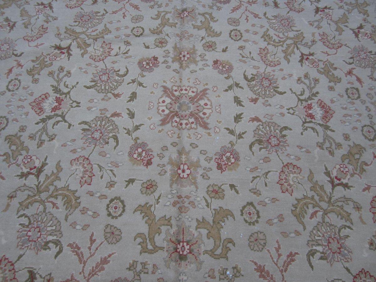 Hand-Knotted European Design Square Floral Area Rug For Sale