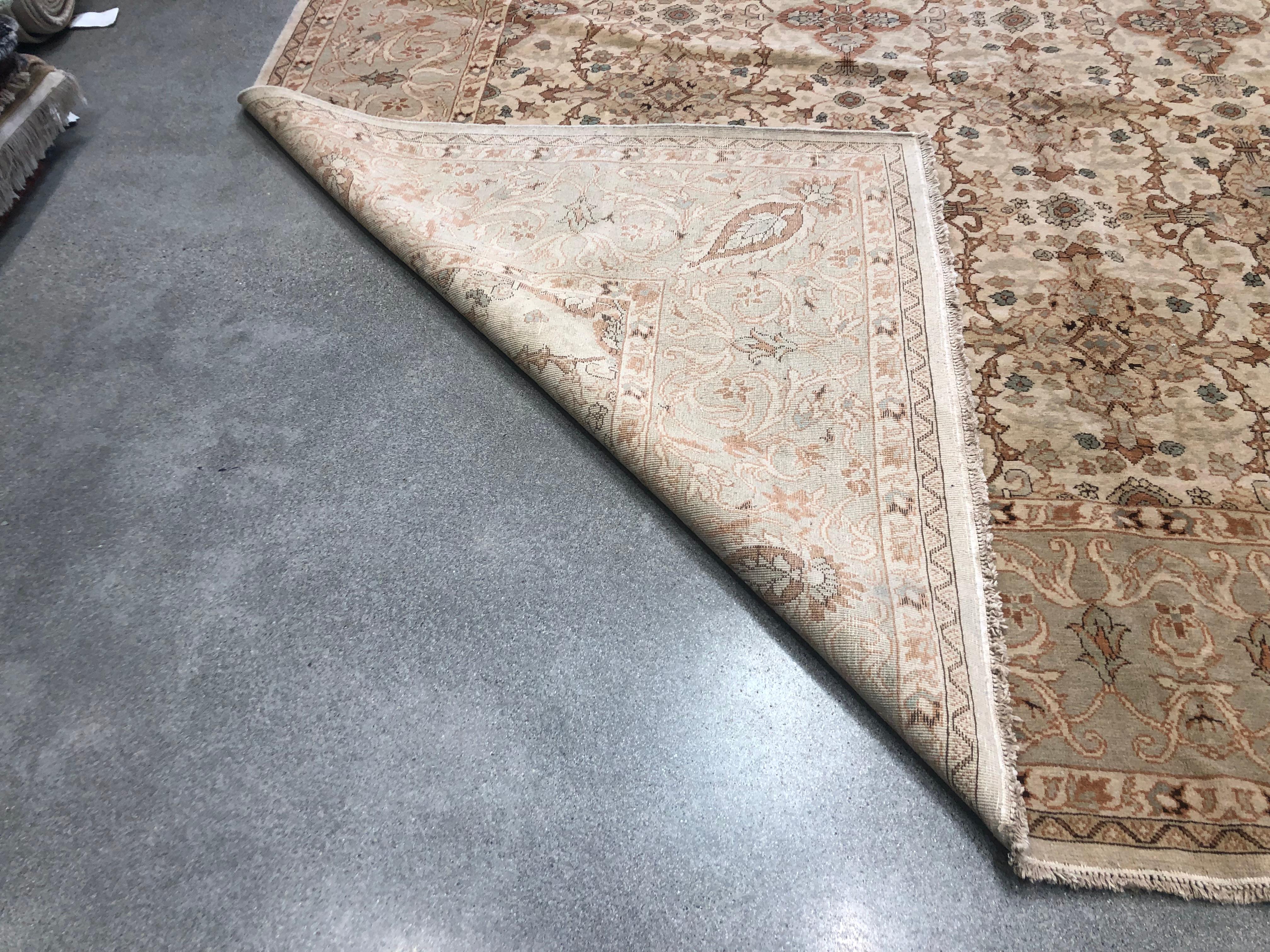 Romanian European Design Ivory and Taupe Area Rug For Sale