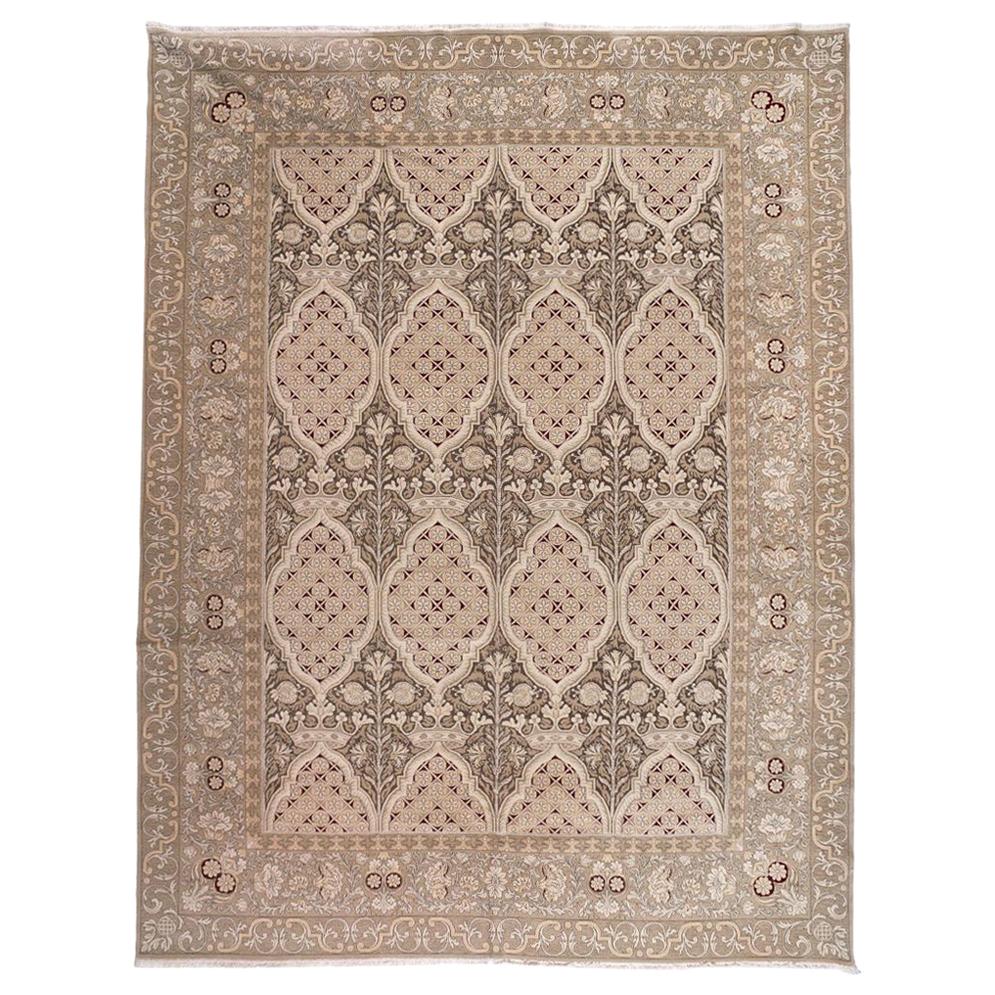 European Design Rug in Brown, Beige and Ivory For Sale