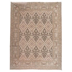 Tapis de design européen en brun, beige et ivoire