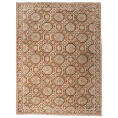 European Design Rug in Brown, Green and Rust