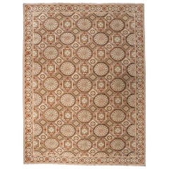 European Design Rug in Brown, Green and Rust