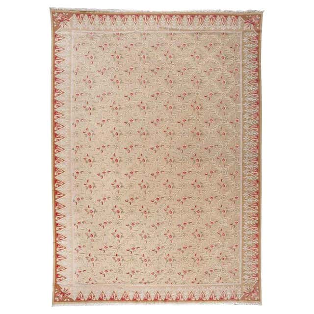 European Design Area Rug with Blue and Gold For Sale at 1stDibs