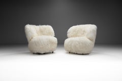 European Easy Chairs in Lush Shearling, Europe 1950s