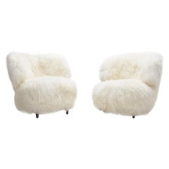 Vintage European Easy Chairs in Lush Shearling, Europe 1950s