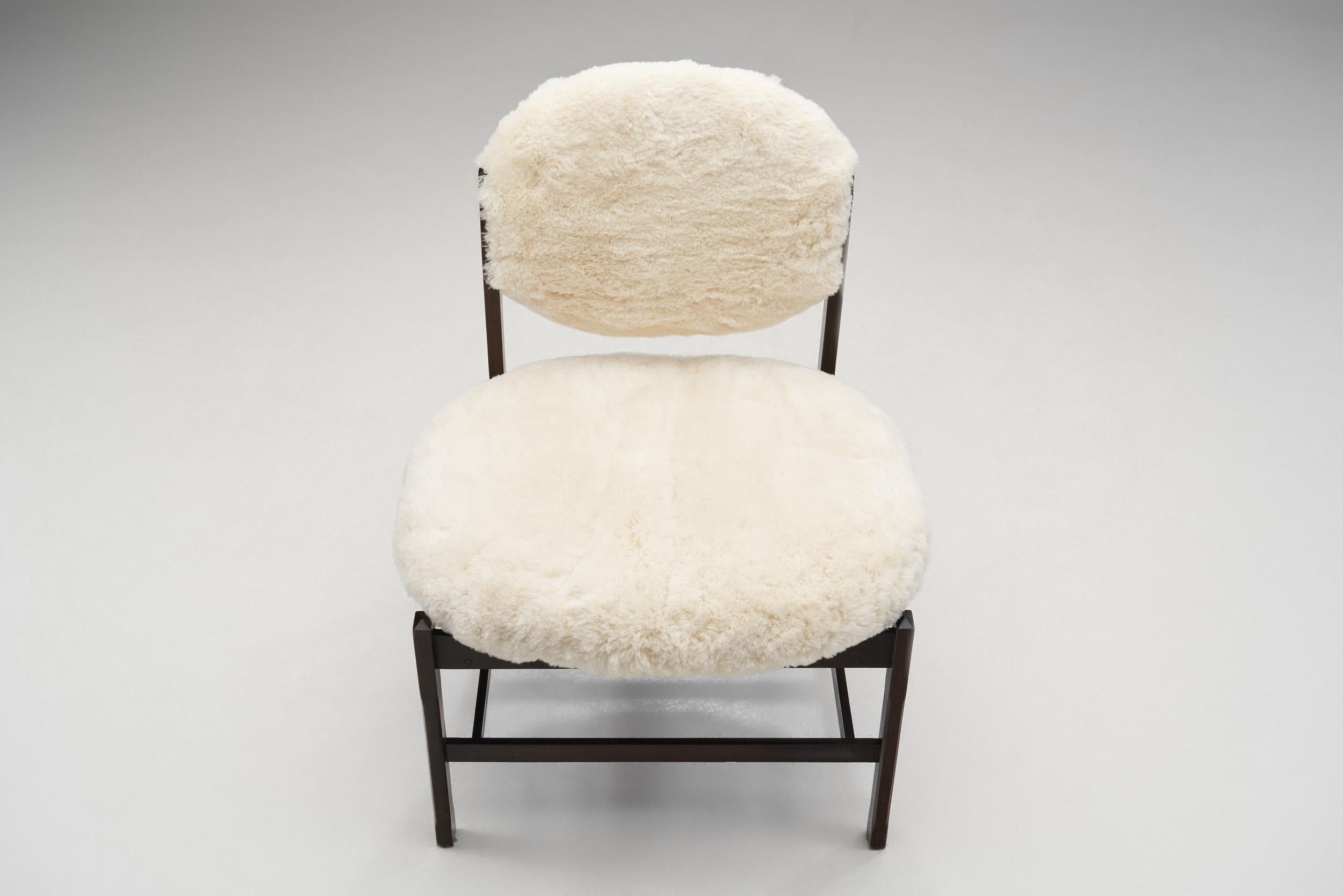Wood European Easy Chairs Upholstered in Wool, Europe ca 1950s For Sale
