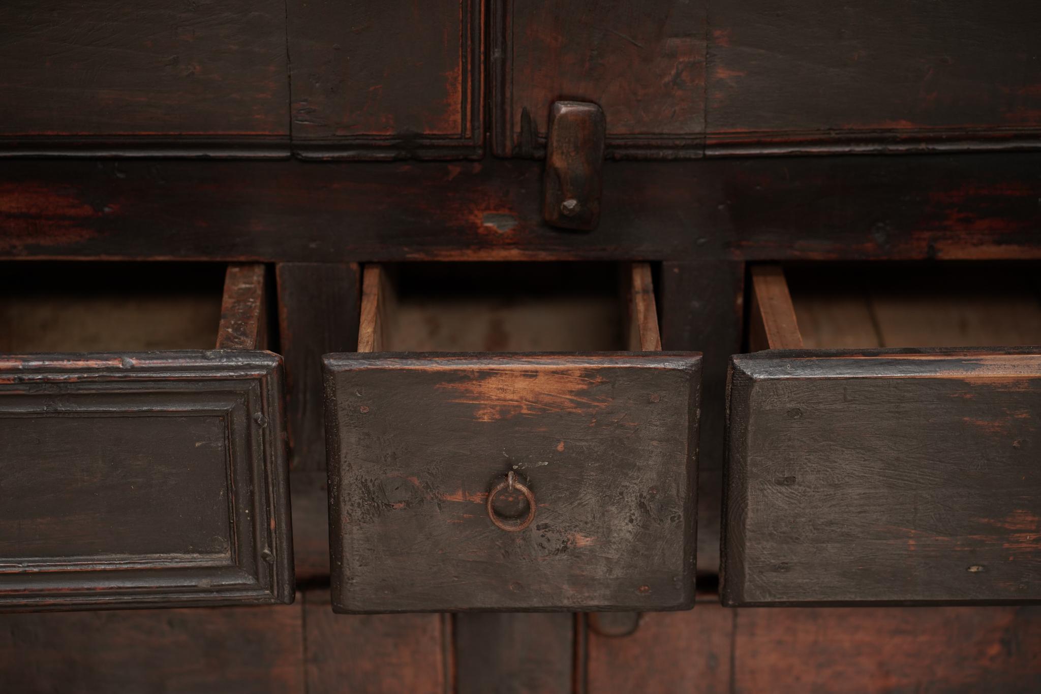 Wood European Ebonized Cabinet For Sale