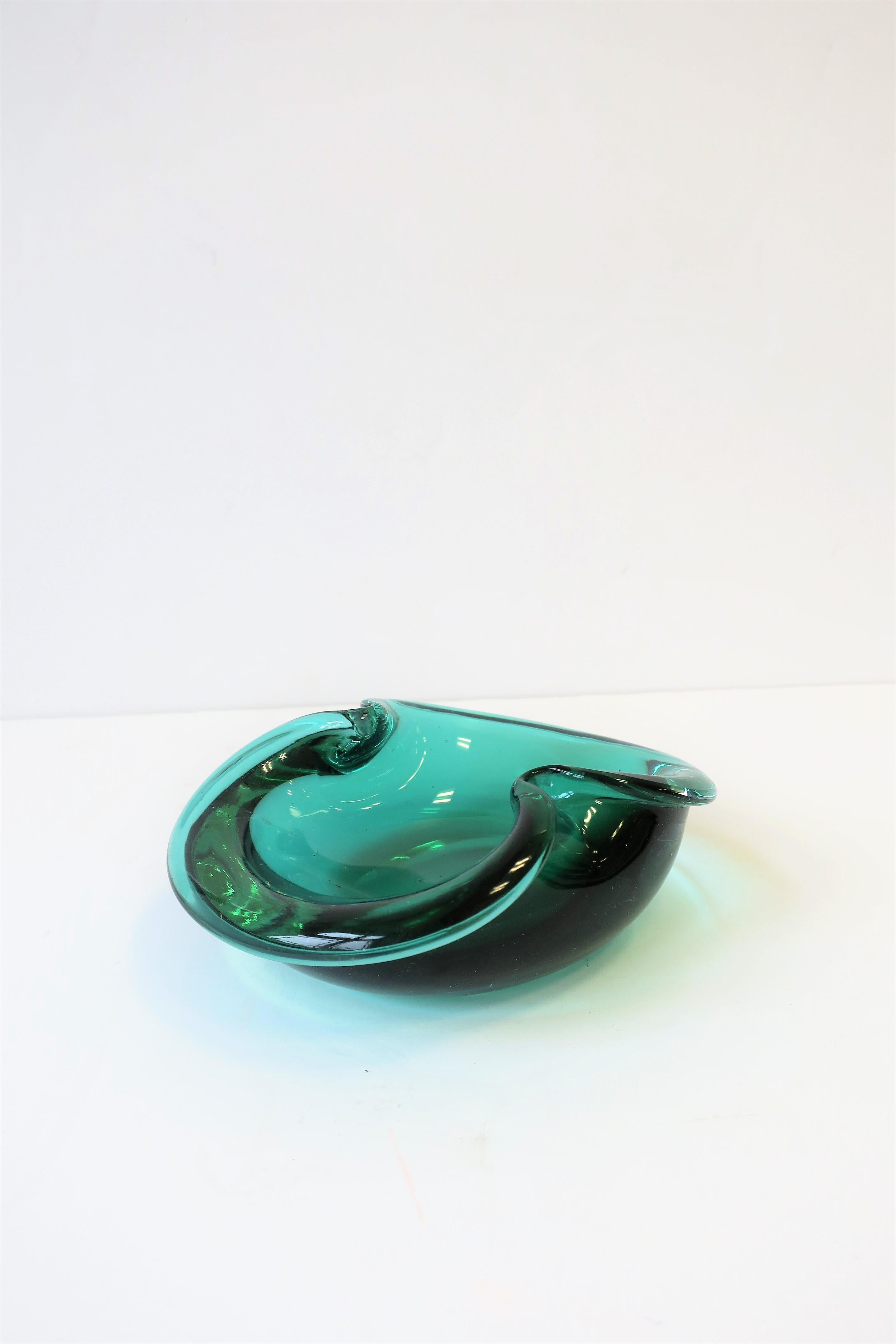 Murano Glass European Emerald Green Art Glass Bowl or Ashtray