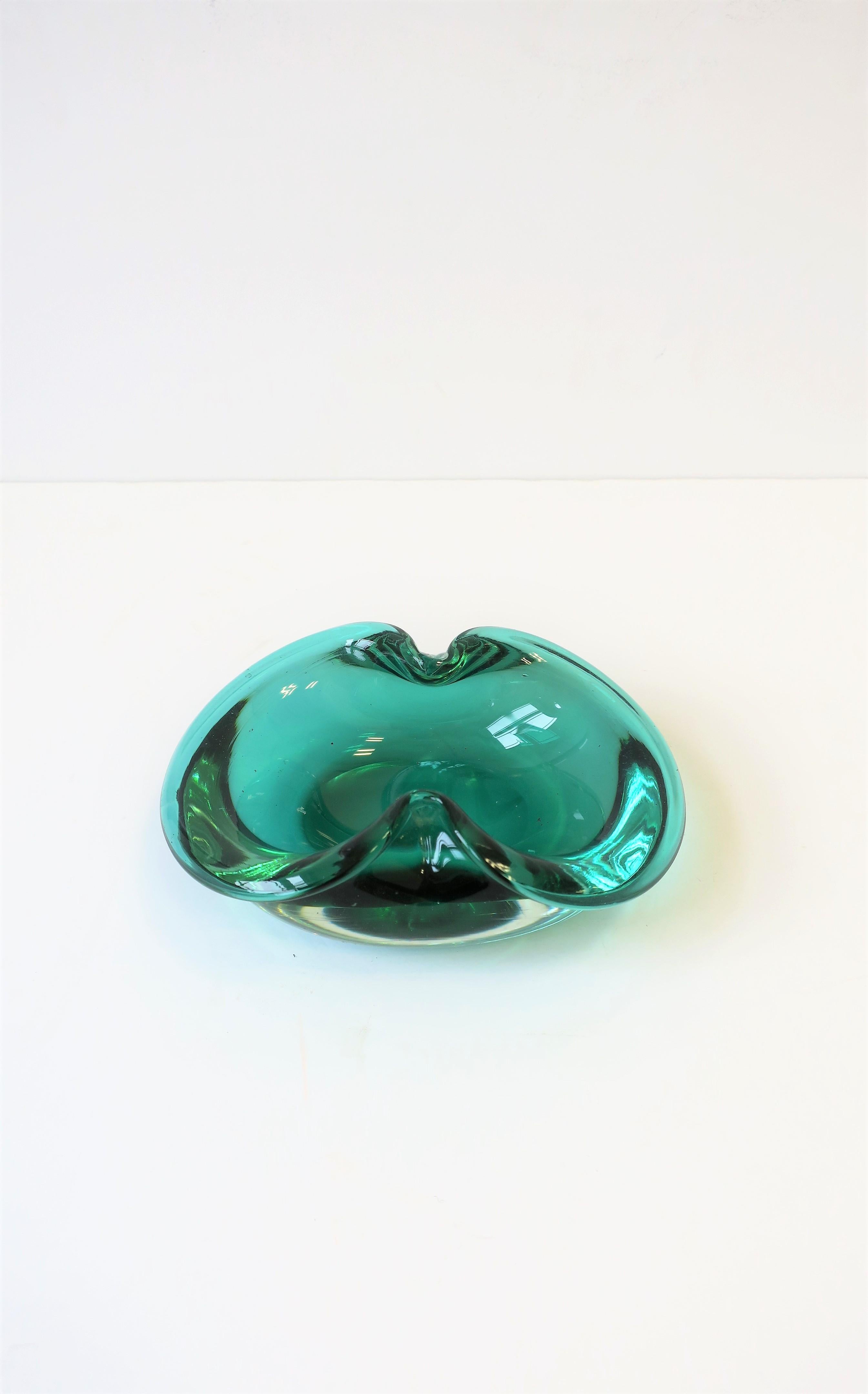 European Emerald Green Art Glass Bowl or Ashtray 1