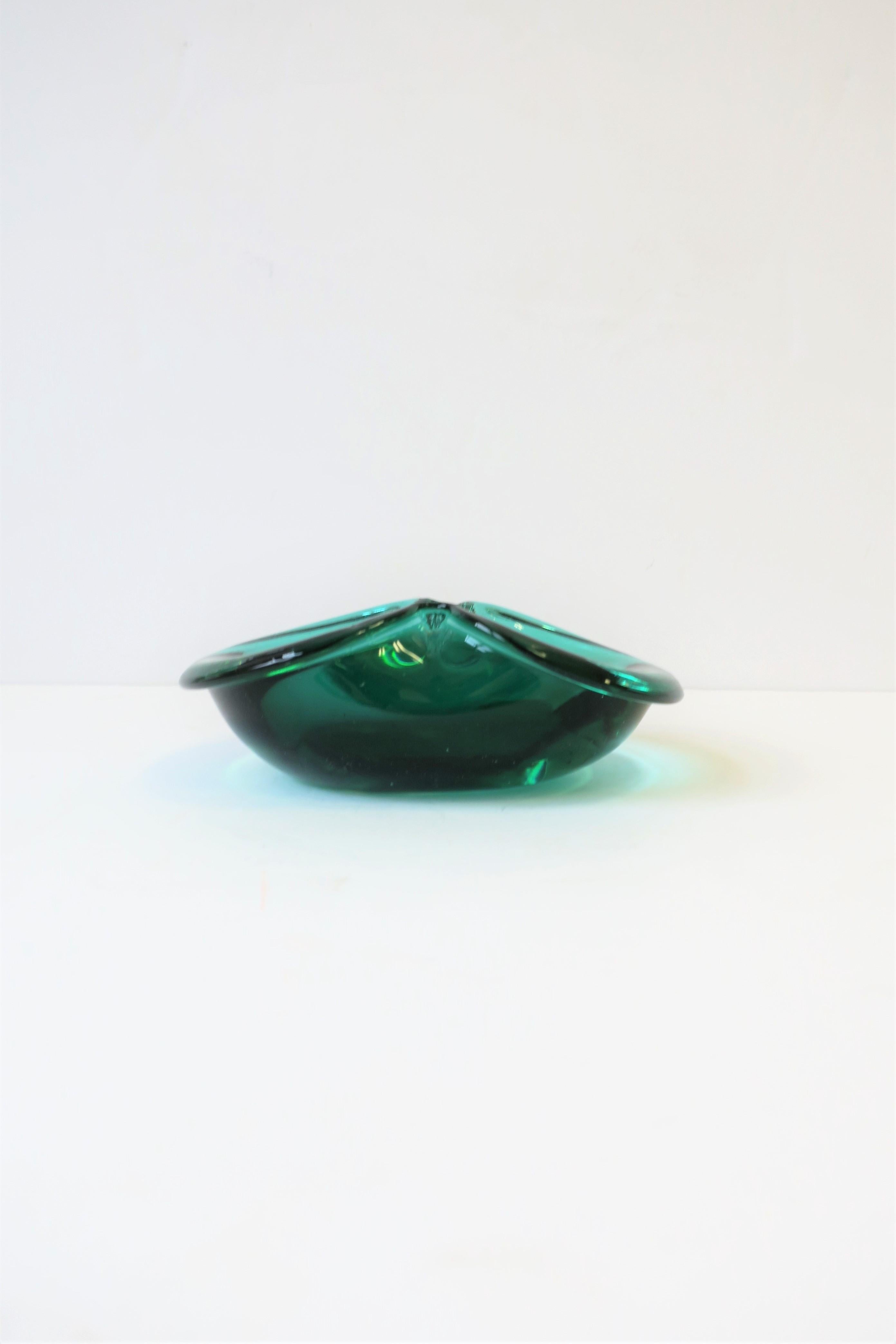European Emerald Green Art Glass Bowl or Ashtray 2