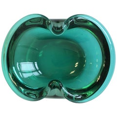 European Emerald Green Art Glass Bowl or Ashtray