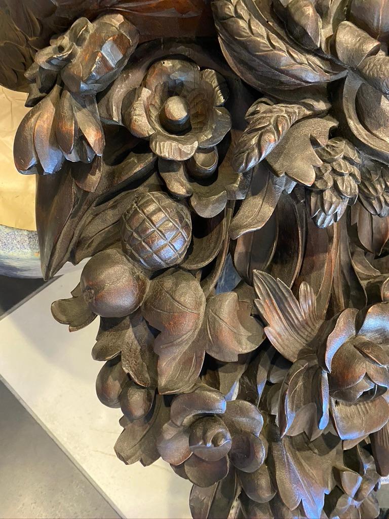 Hand-Carved European Ex Large Wooden Sconce For Sale