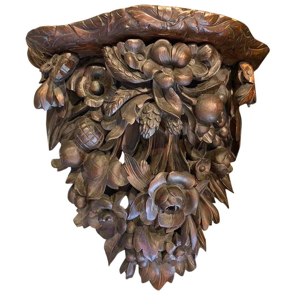 European Ex Large Wooden Sconce For Sale