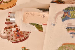 European Fabric with Colorful Teapots