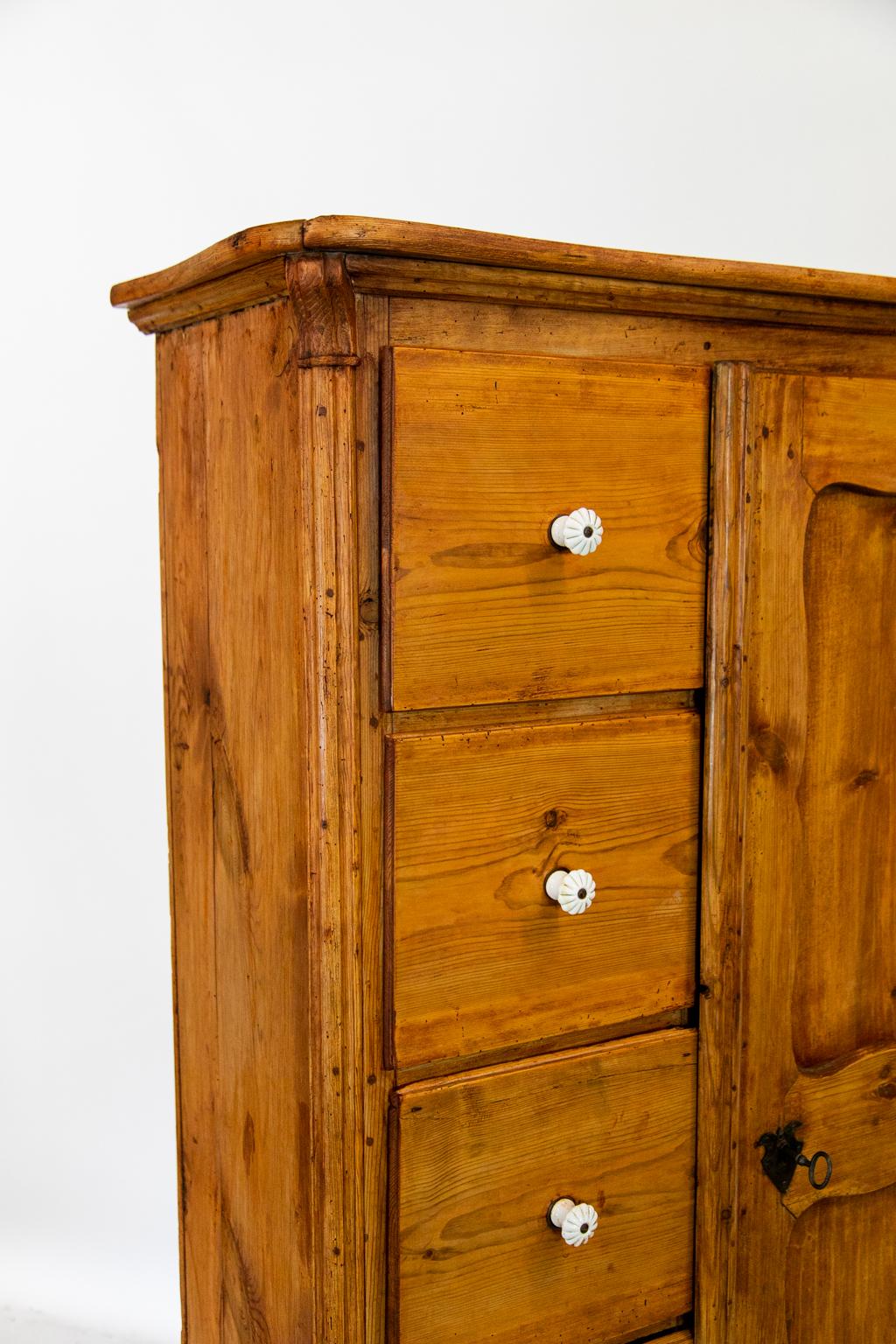 European Five-Drawer Pine Cabinet For Sale 4