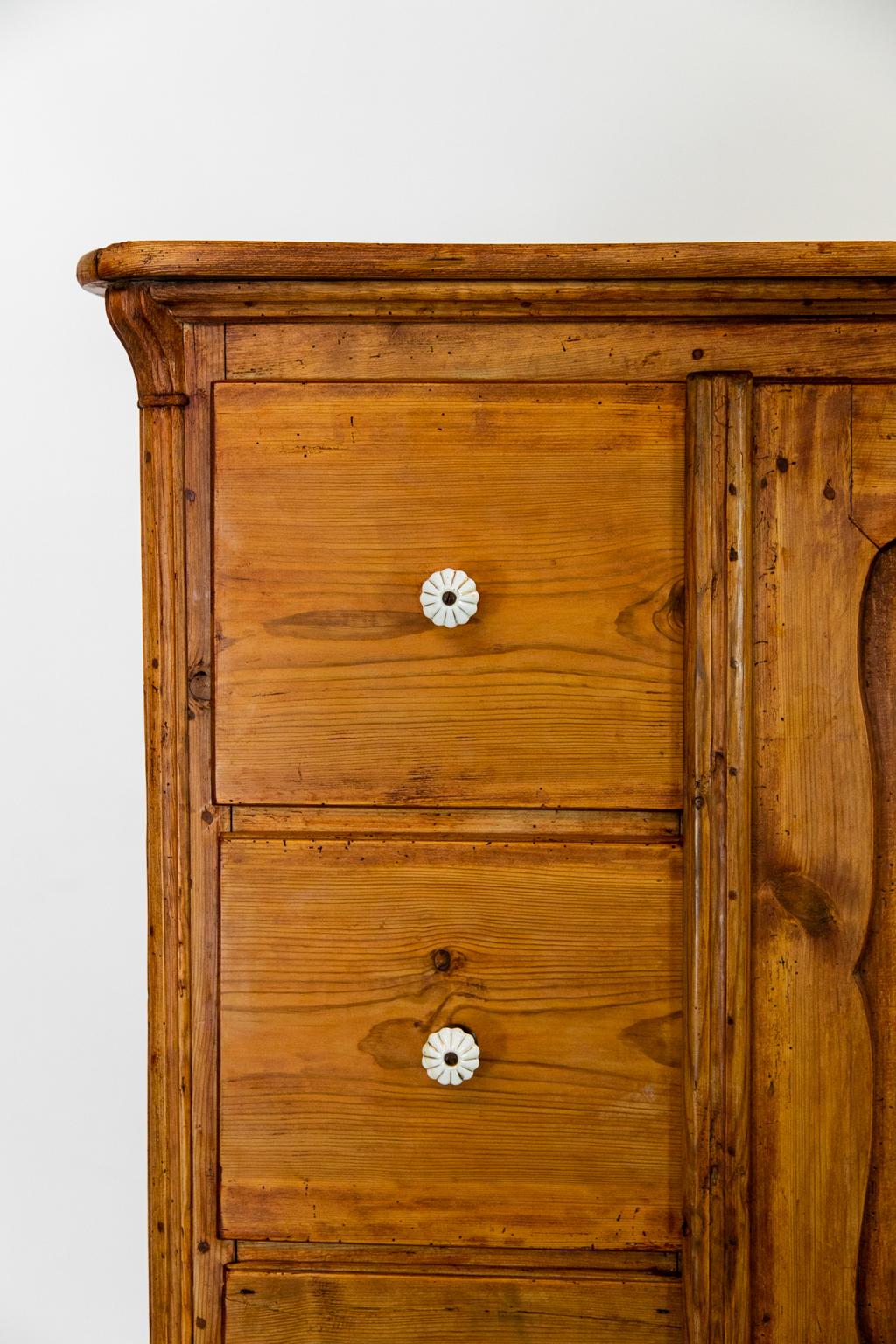 Belgian European Five-Drawer Pine Cabinet For Sale