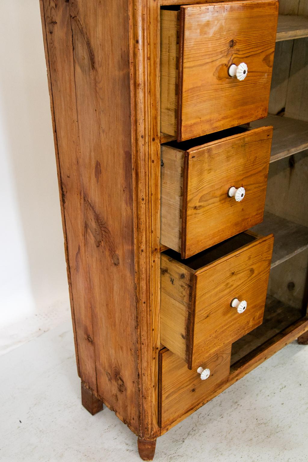 European Five-Drawer Pine Cabinet For Sale 1