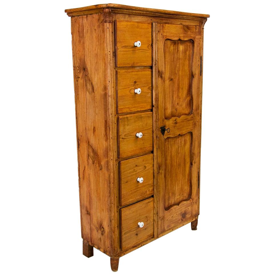 European Five-Drawer Pine Cabinet For Sale