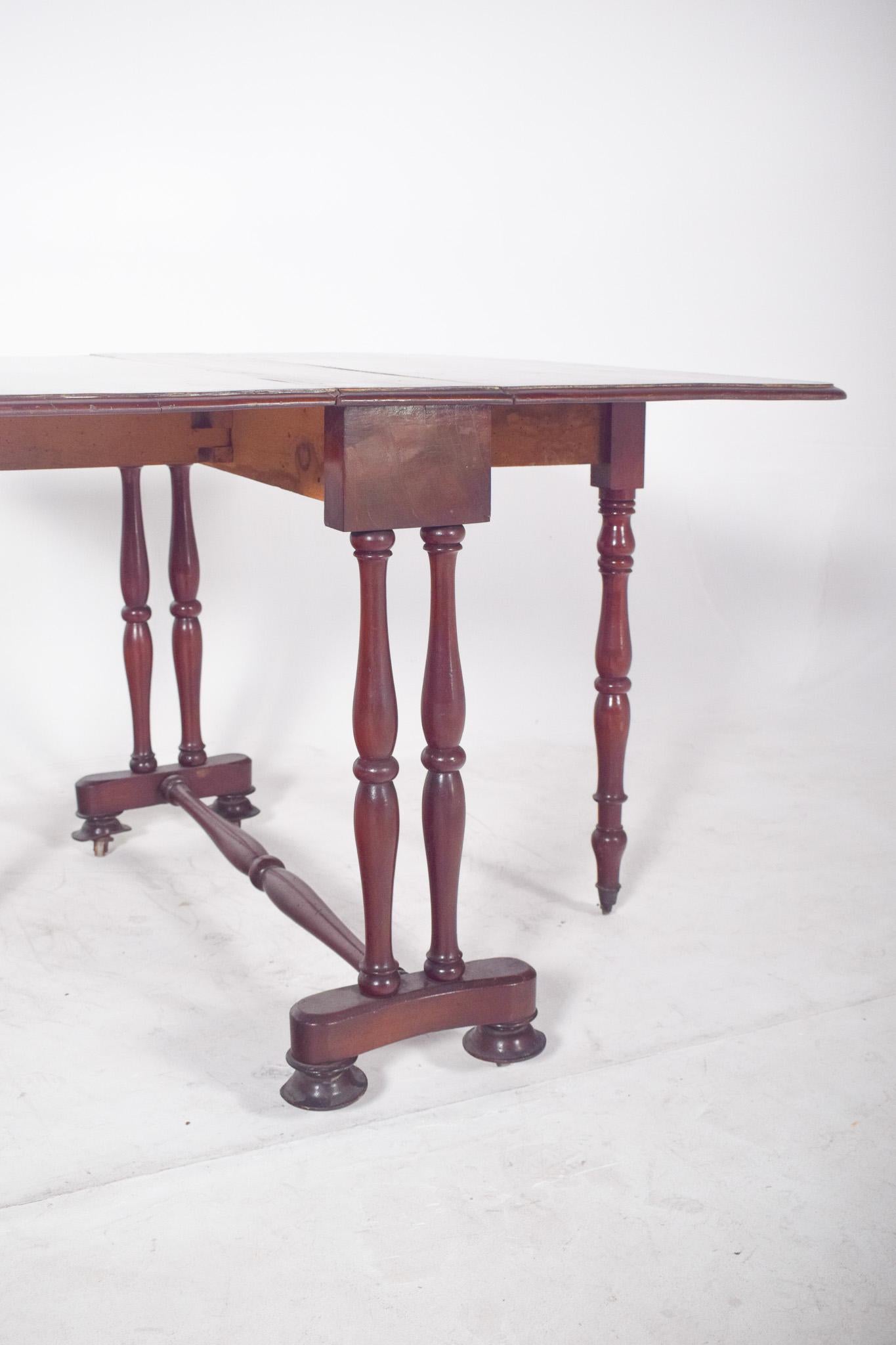 European Flip Flap Table, Turned Legs For Sale 6