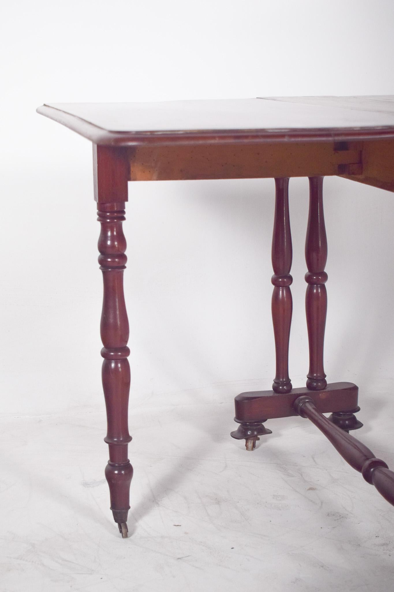 European Flip Flap Table, Turned Legs For Sale 7