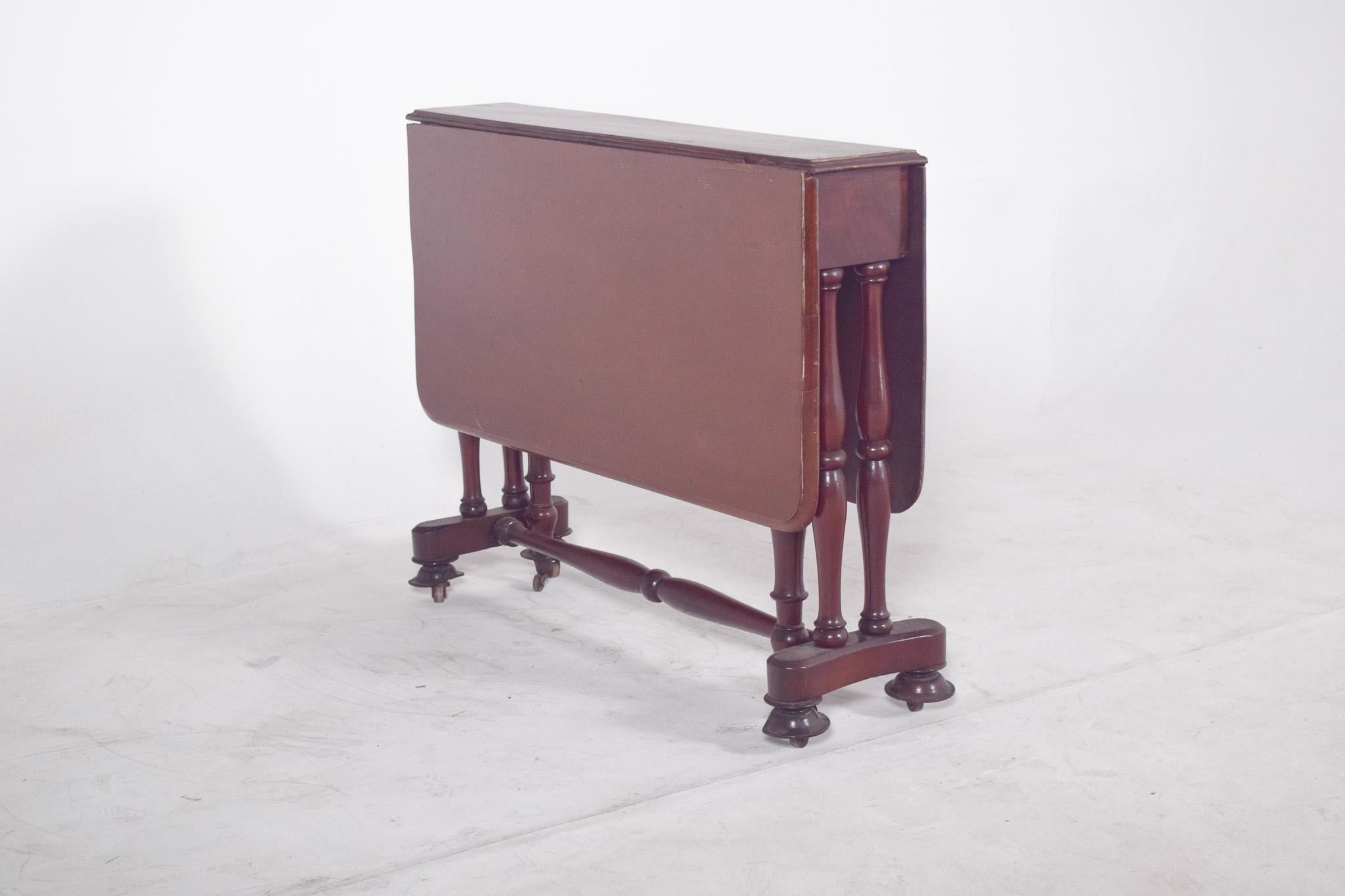 Late Victorian European Flip Flap Table, Turned Legs For Sale