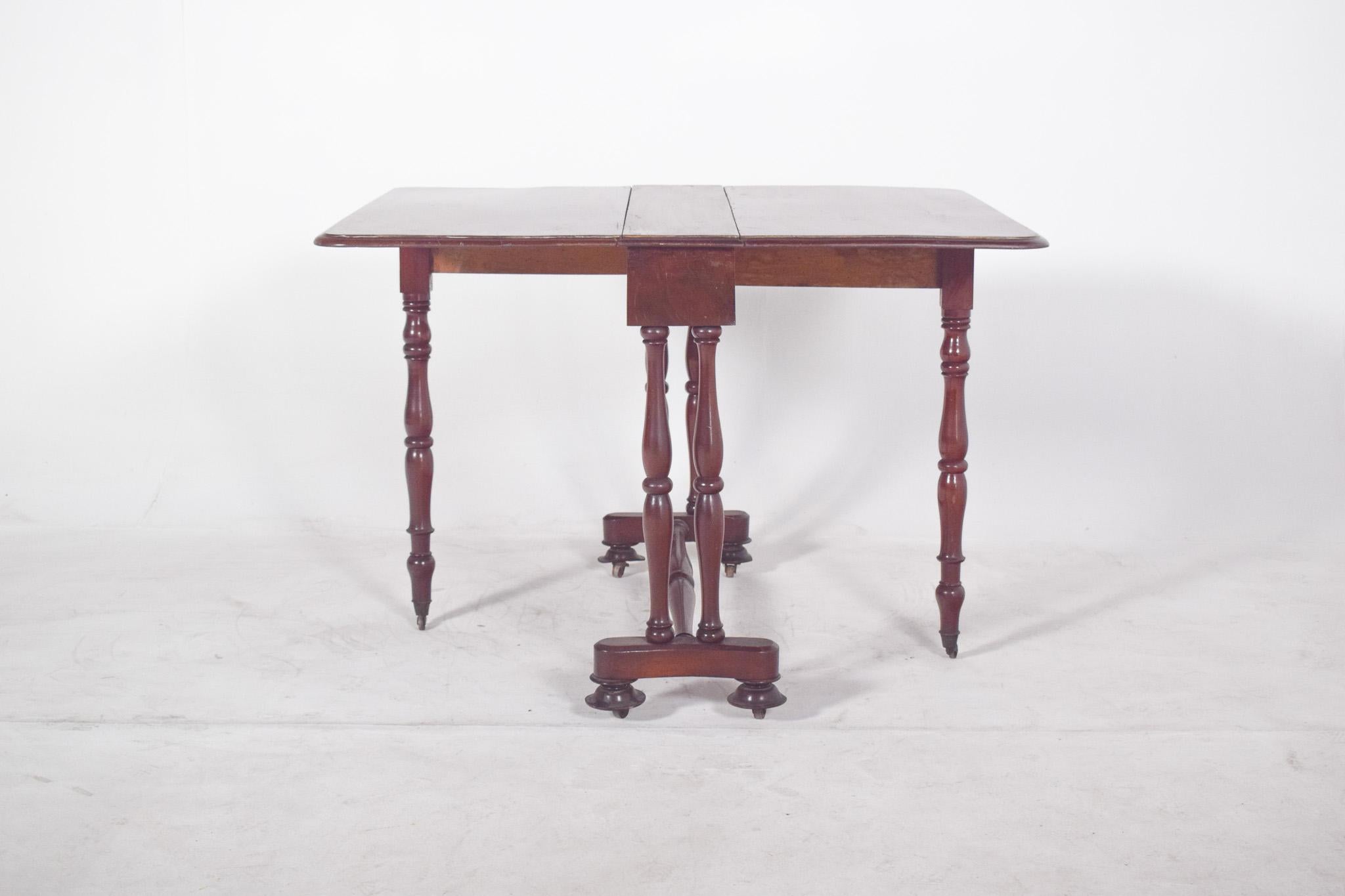 19th Century European Flip Flap Table, Turned Legs For Sale