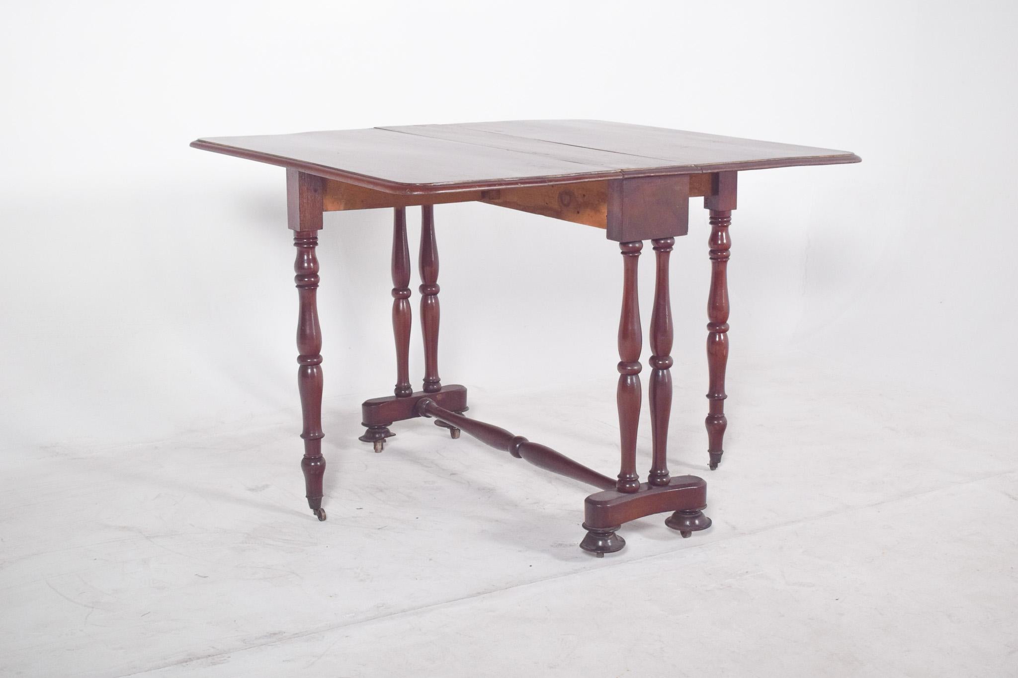 Wood European Flip Flap Table, Turned Legs For Sale
